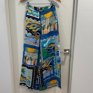 Anthropologie Wide-Leg Pants in Blue, Yellow, Green